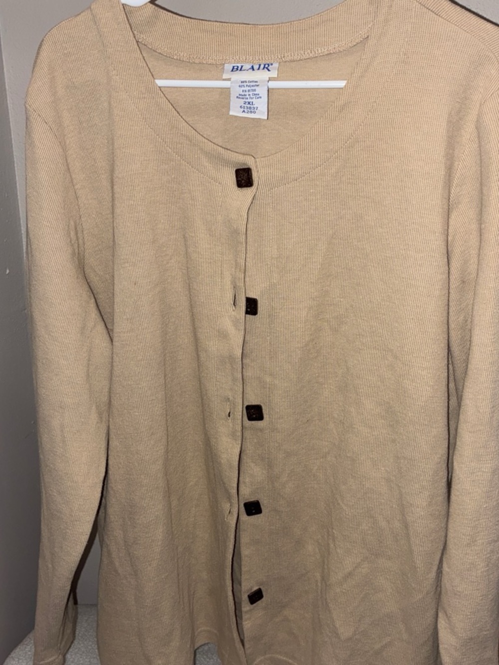 Blair Beige Button-Front Knit Cardigan